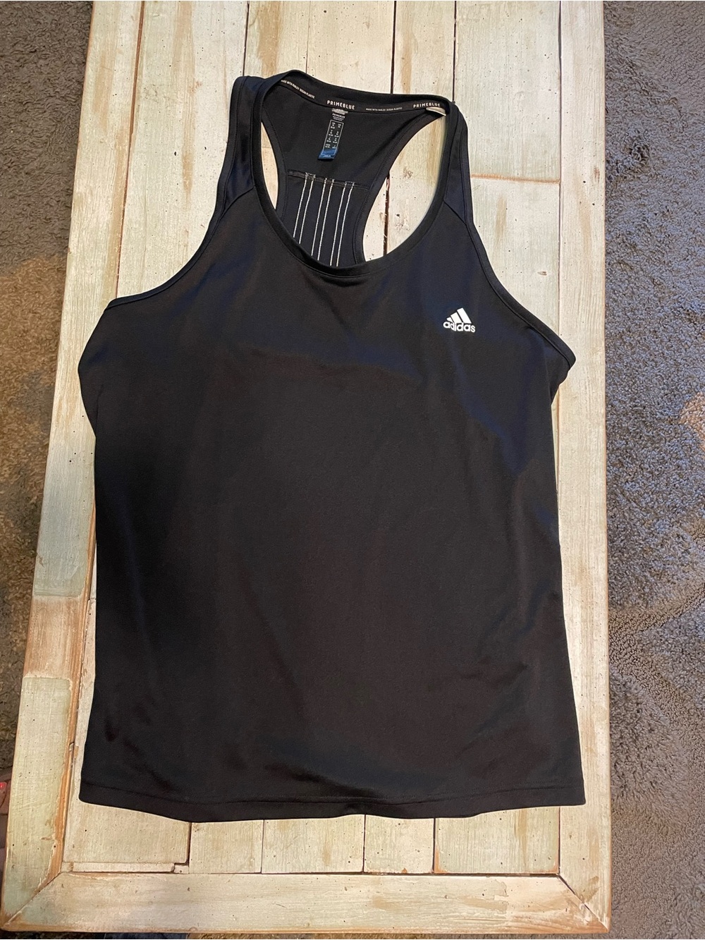 adidas Black Athletic Tank Top with White Stitch Detail